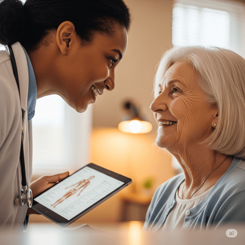 Clinician using tablet